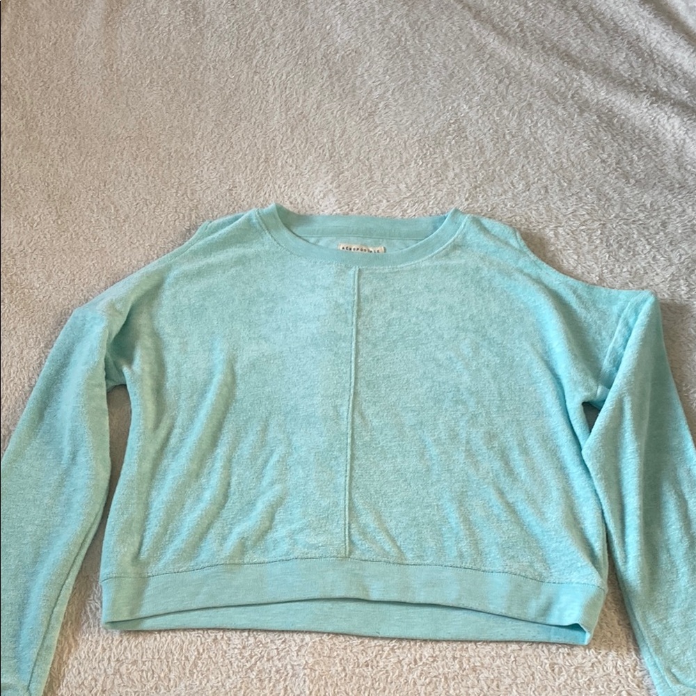 Mint Blue Cold Shoulder Sweater